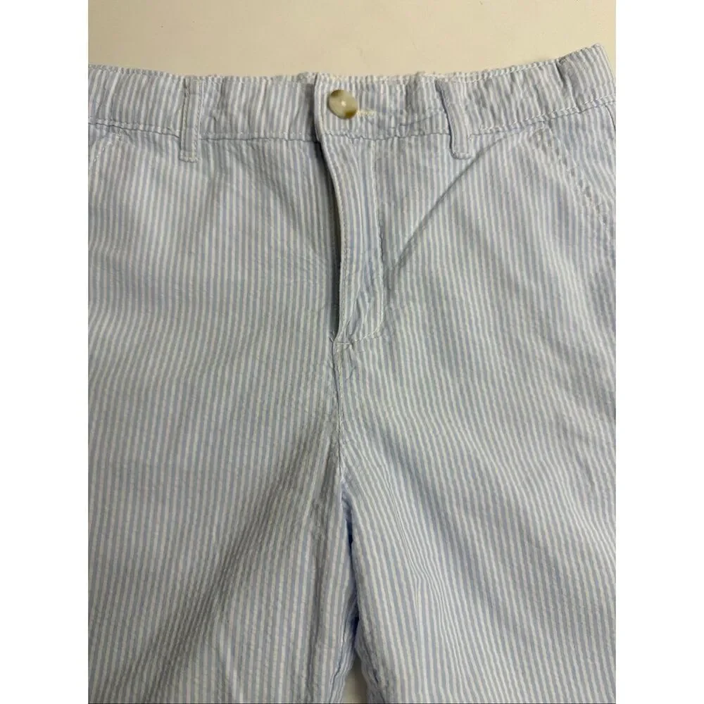 Gymboree Girls Seersucker Shorts Size 10 Blue White Stripe Cotton Summer Preppy